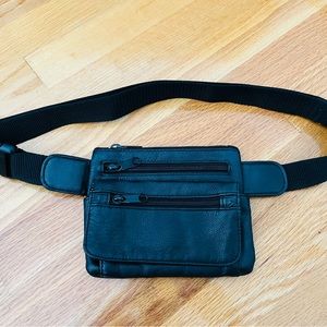 Dolce Vita Black Leather Crossbody/Belt Bag